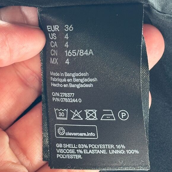 H&M Double Breasted Blazer Women 4 Red Black Tartan Plaid Oversize Career Preppy - Picture 10 of 11